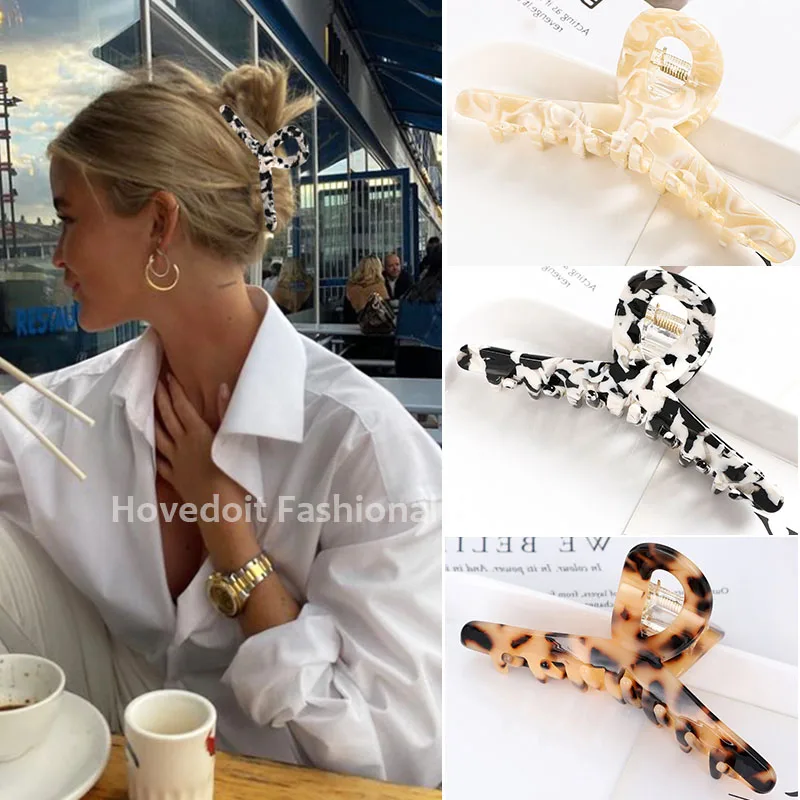 Top Trends: New Acetate Hair Claws Crab Clamps Charm Claw Clips Women Girls Leopard Hair Clips Retro Cross Hairdress Hair Styling Tool Shoppable Styles