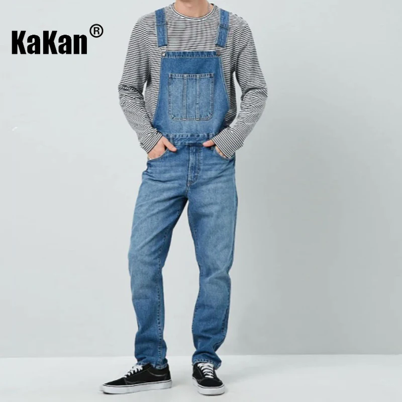 Top Trends: Kakan - European And American New Strap Pants, Strap Jeans, Dark Blue Light Blue Men's Jumpsuit Pants K74-0037 Shoppable Styles