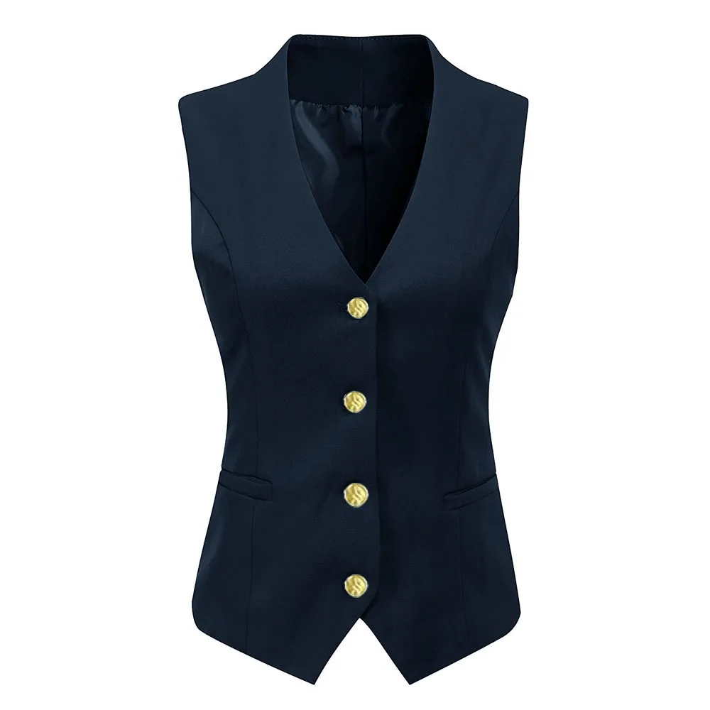 Top Trends: Women's Vest V-neck Sleeveless Jacket Fashion Work Clothes Single Breasted Waistcoat Formal Lady Vests Shoppable Styles