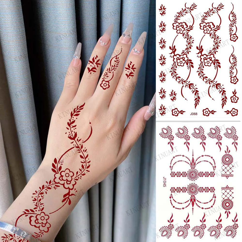 Top Trends: Brown Henna Tattoo Body Stickers For Women Henna Temporary Tattoos Lace Floral Mehndi Tattoo Waterproof Fake Tatoo Festival Shoppable Styles