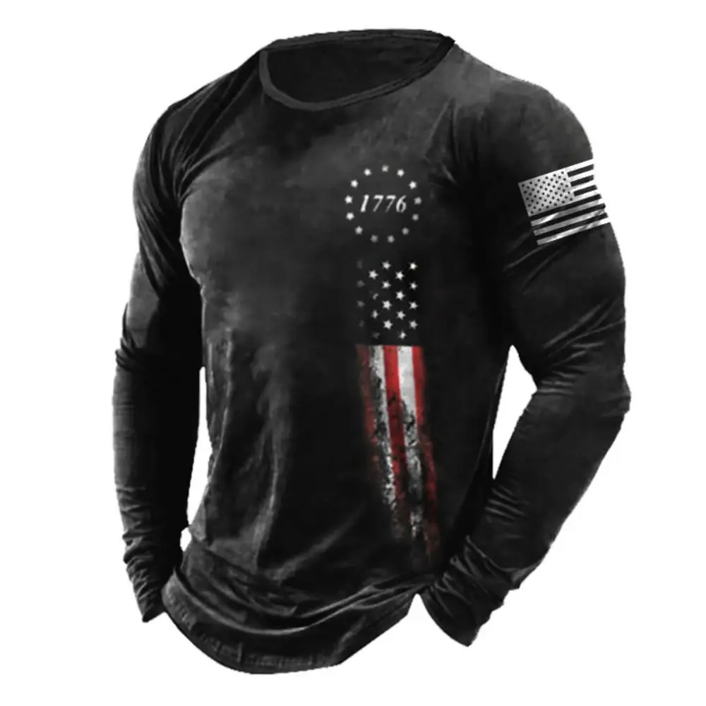 Top Trends: Men T-Shirt Cotton Long Sleeve Top 1776 Independence Day Graphic Clothe Oversized O Neck Pullover Autumn Winter Male Shitr Tees Shoppable Styles