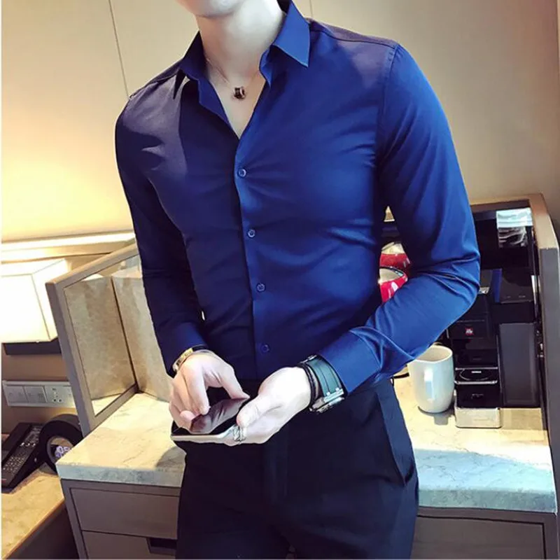 Top Trends: 2023 British Style Men&#039;s Business Leisure Long Sleeve Shirts / Male Slim Fit High Quality Dress Shirts Plus Size S-3XL Shoppable Styles