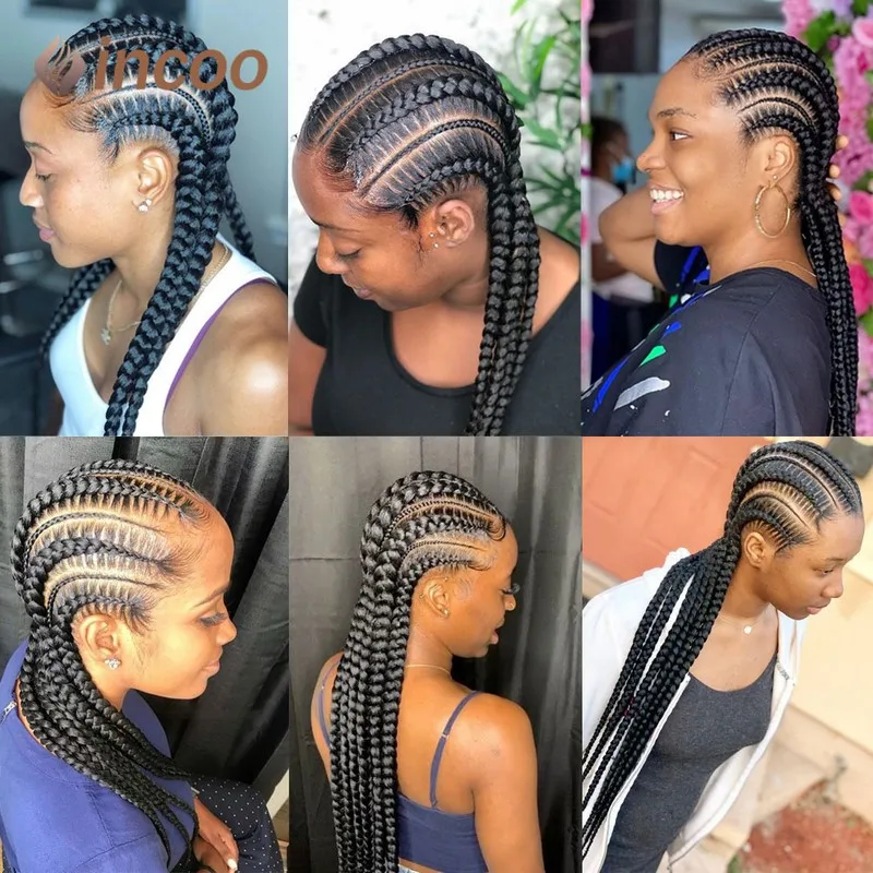 Top Trends: Incoo 36" Full Lace Braided Wigs For Black Women Jumbo Knotless Box Braid Lace Wigs Cornrow Synthetic Wig Braide African Hair Shoppable Styles - Image 6