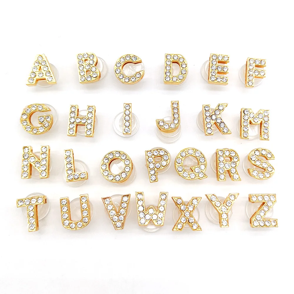 Top Trends: 1-26Pcs Fashion Gold Letters Metal Shoe Charms Accessories Garden Shoe Decorations For Kids X-Mas X-mas Gifts Shoppable Styles