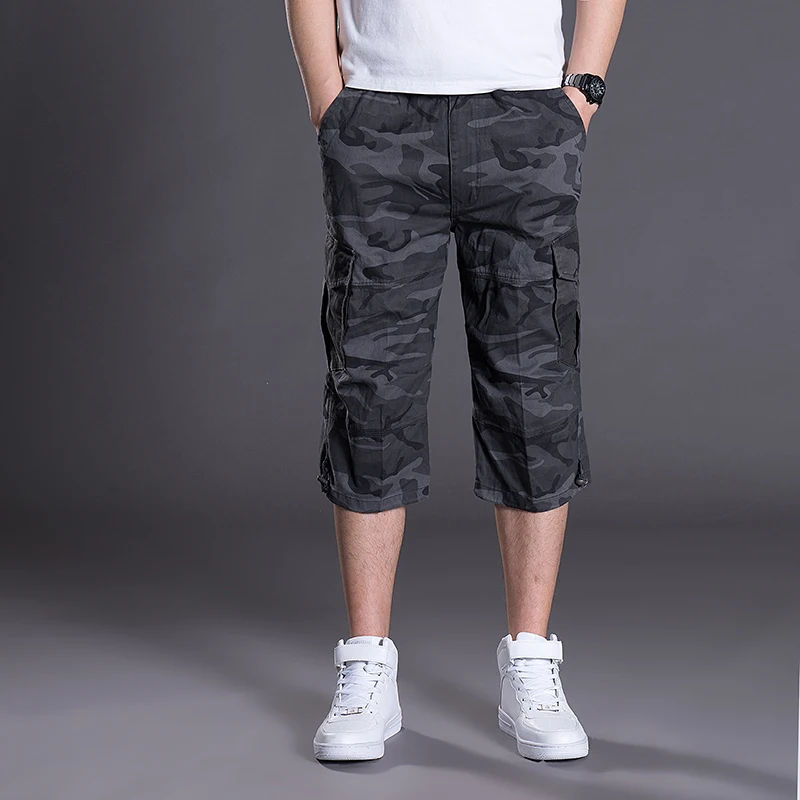 Top Trends: Men Cargo Shorts 2022 Men Summer Casual Cotton Multi Pockets Hot Breeches Cropped Trousers Military Camouflage Shorts M-7XL Shoppable Styles