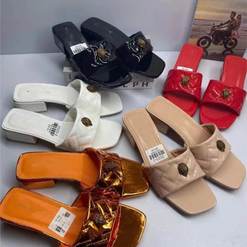 Top Trends: Women Slippers Summer 2023 New High-heeled Shoes Open Toe Thick Heel Women&#039;s Sandals Hardware Slides Female Slippers S Shoppable Styles