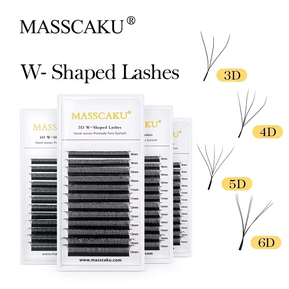 Top Trends: MASSCAKU W Shape Bloom Eyelash Extensions 3D C / D Premade Volume Fans W Style Comfortable New Volume False Eyelash Natural Shoppable Styles