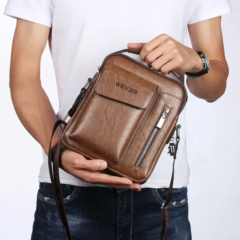 Top Trends: Casual Men Shoulder Bag Vintage Crossbody Bags Male Bag PU Leather Handbag Capacity Men Messenger Bags Tote Bag Shoppable Styles - Image 6