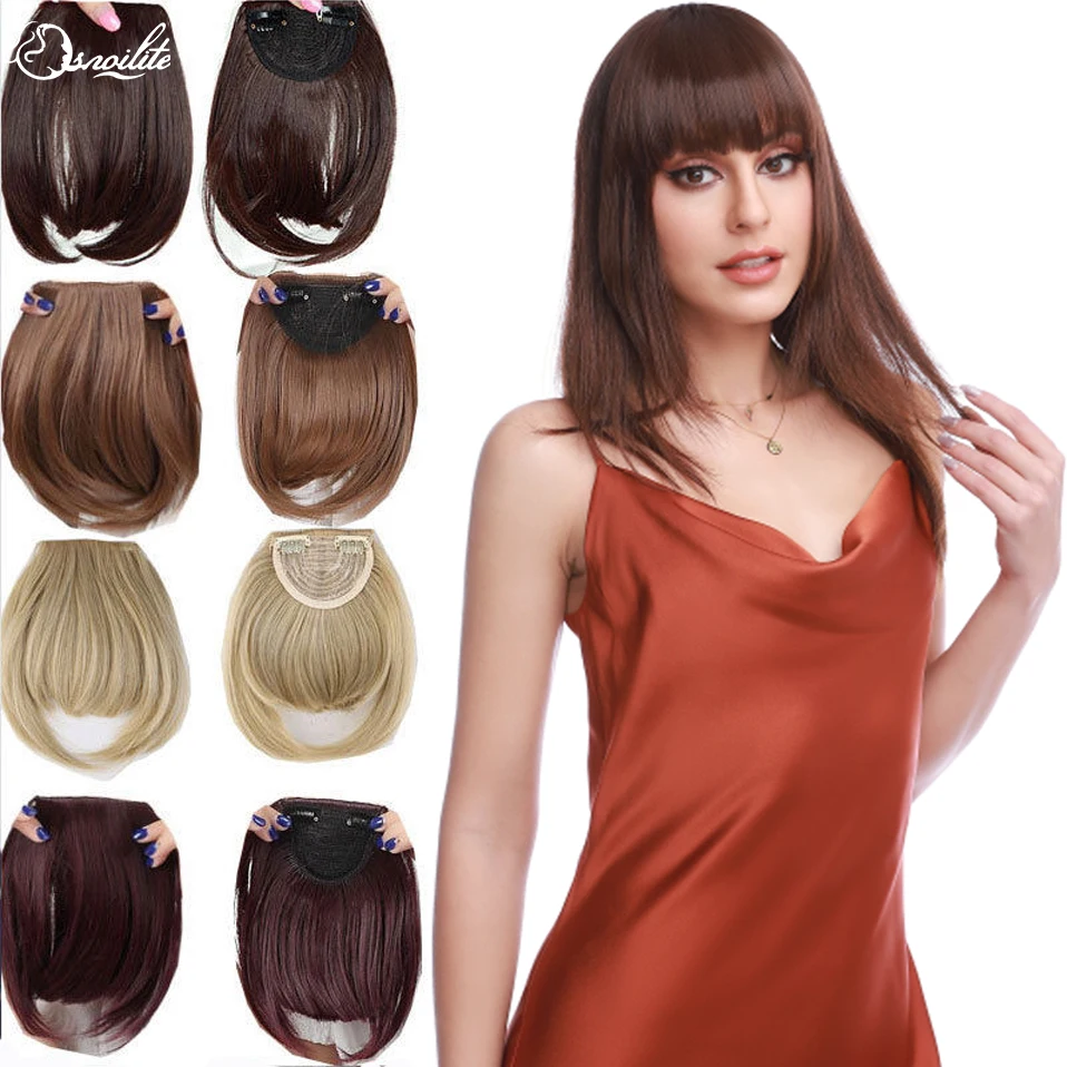 Top Trends: S-noilite Synthetic Natural Bang False Hair Bangs Black Brown Auburn Red Clip In On Hair Fringe Clip In Bangs For Women Shoppable Styles