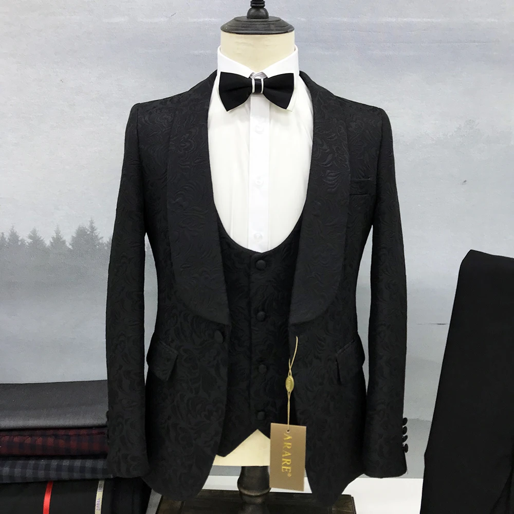 Top Trends: Men Suit For Wedding Luxury Jacket Vest Pants Three Piece White Black Shawl Lapel Single Breasted Slim Fit Blazer Custom Made Shoppable Styles