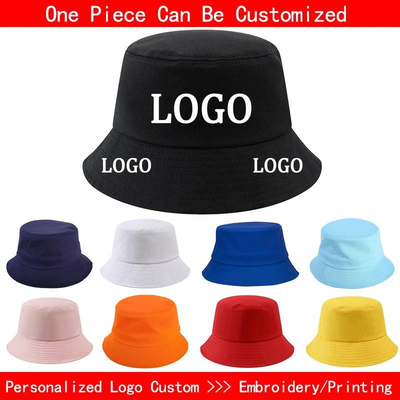 Top Trends: Custom LOGO Design Bucket Hat Women Men Embroidered Print Logo Summer Casual Fishermen Cap Brim Kpop Panama Bob Bucket Gorros Shoppable Styles