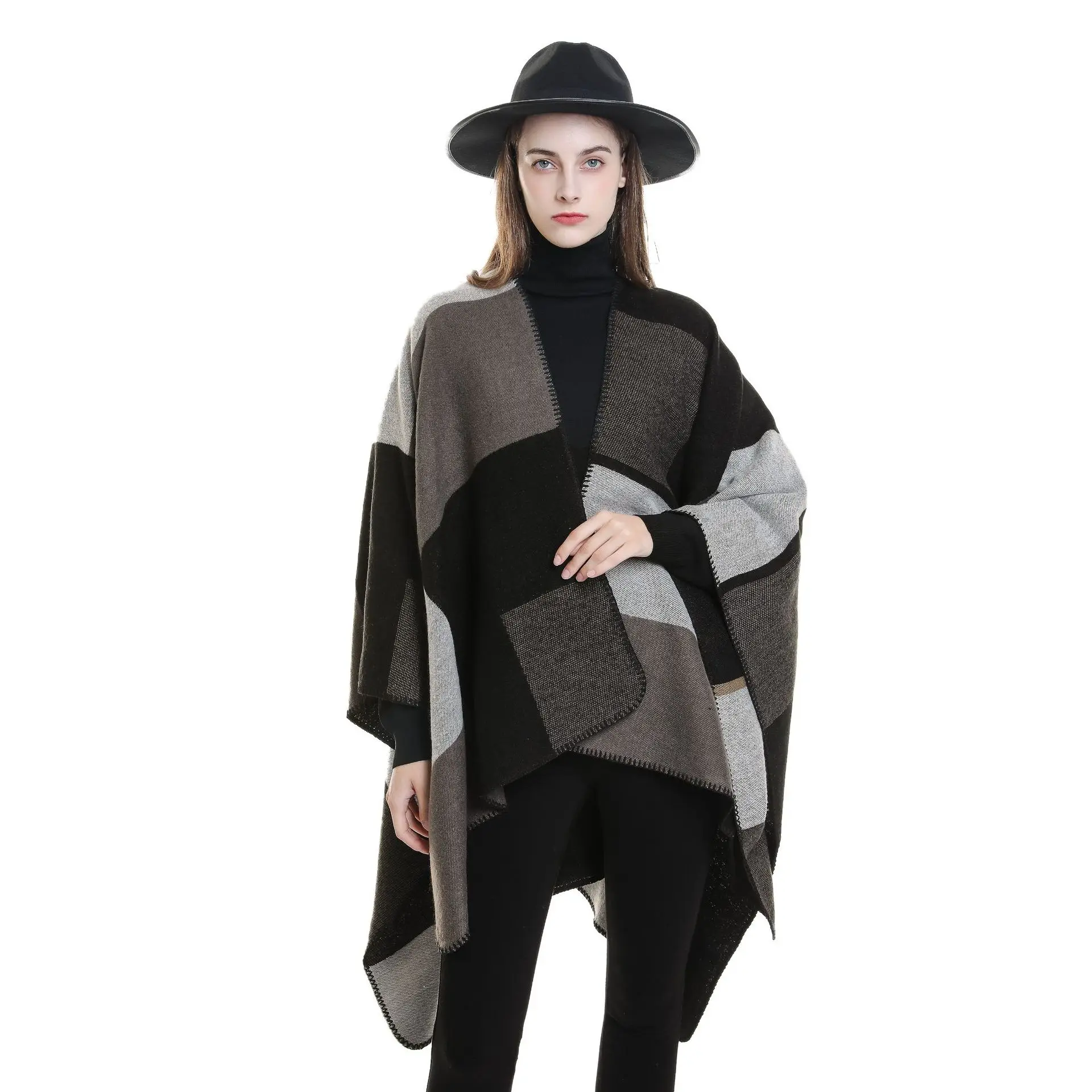 Top Trends: Women Cashmere Feeling Shawl Lady Classic Plaid Cape Spring Autumn Retro Cardigan Winter Cloak Luxury Soft Large Blanket New In Shoppable Styles