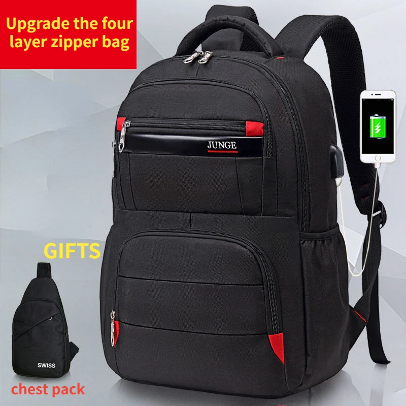 Top Trends: New Men&#039;s Backpack Trend Student Backpack Women&#039;s Waterproof Large Capacity Business Travel Bag 17 Inch USB Charging Laptop Bag Shoppable Styles