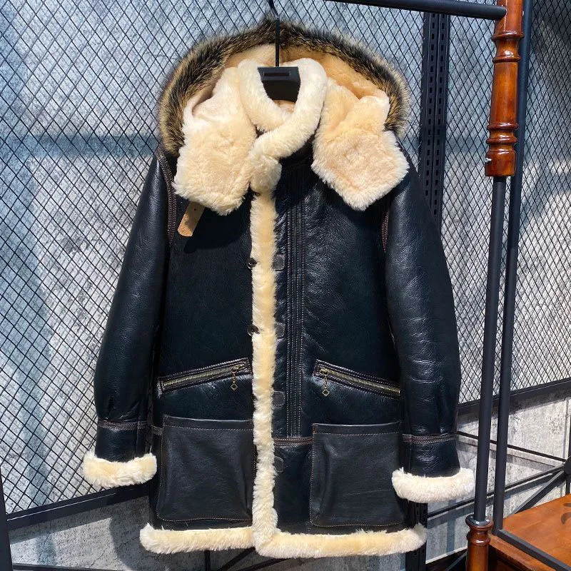 Top Trends: Luxury Man Genuine Sheepskin Lambskin Jacket 100% Real Natural Shearling Wool Liner Coat For Male Raccoon Fox Fur Hood XXXXXXXXL Shoppable Styles