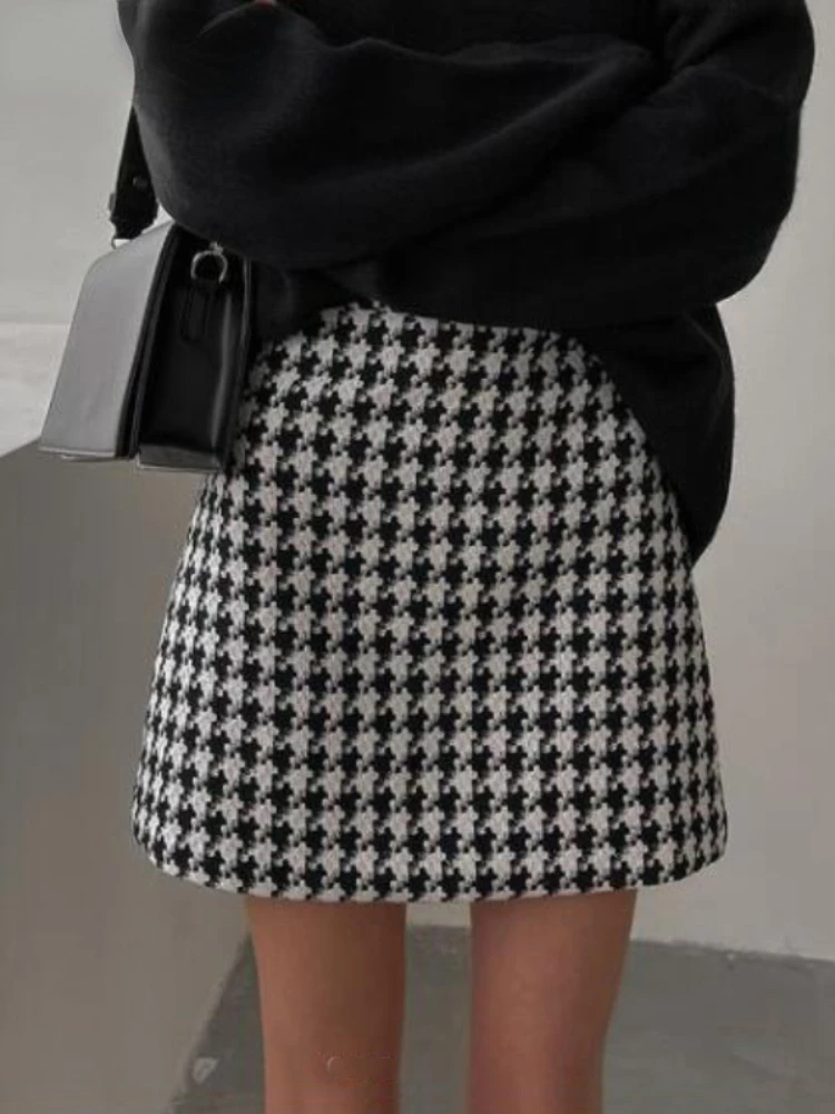 Top Trends: Plaid Mini Skirt Women Black White Fashion 2022 Mujer Faldas Korean Style High Waist Short Jupe Skirts Womens Plaid Skirt Shoppable Styles