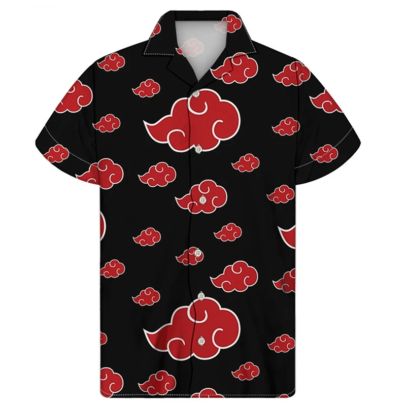 Top Trends: Hot Oversized Anime Shirt Men's Red Harajuku Logo Pattern Fashion Shirt Summer Short Sleeve Casual Top Cozy Hawaiian Shirt Shoppable Styles