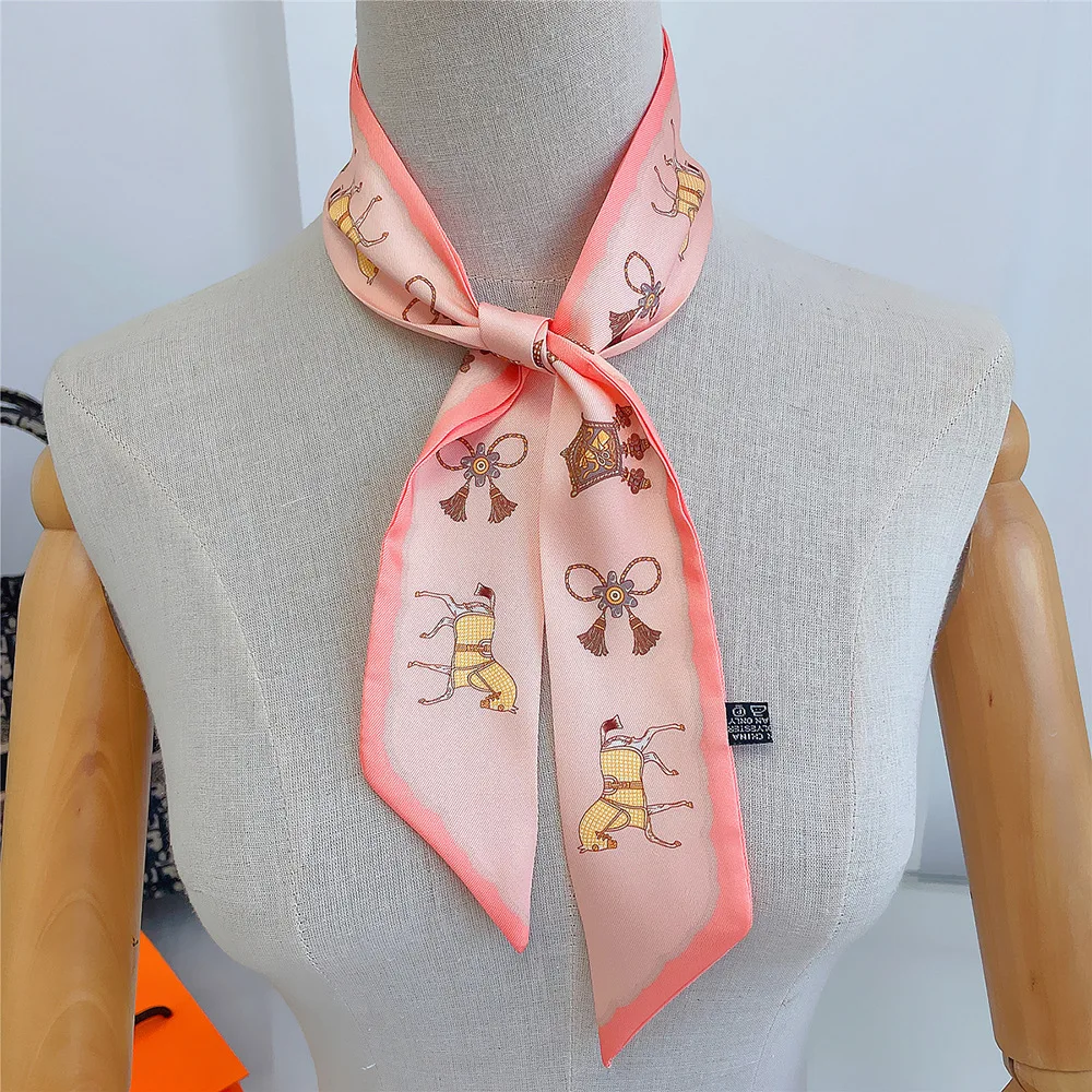 Top Trends: New Design Silk Scarf Women Luxury Horse Print Fashion Hairband Hair Tie Accessory Bag Neckerchief Foulard Women's Headscarf Shoppable Styles - Image 3