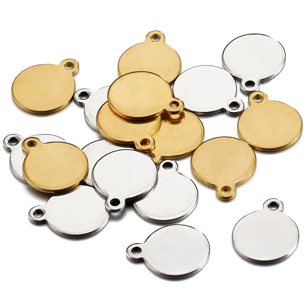 Top Trends: 10pcs Stainless Steel Gold Color Round End Charms Pendants For DIY Bracelet Necklace Earring Extension Chain Jewelry Making DIY Shoppable Styles