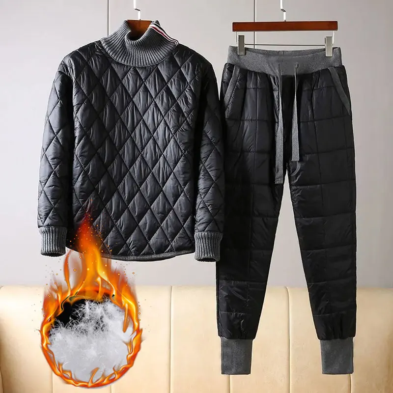 Top Trends: Windbreak Down Cotton Tracksuit 2 Piece Set Winter Warm Casual Turtleneck Sweatsuits Conjuntos Thicken Harem Jogger Pants Outfit Shoppable Styles - Image 2