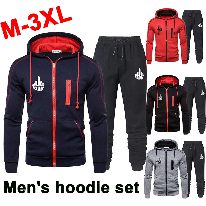 Top Trends: Men&#039;s Sports Hoodie Set Zipper Printed Men&#039;s Cardigan Hoodie Casual Top Hooded Coat Sports Pants Jogging Set Shoppable Styles