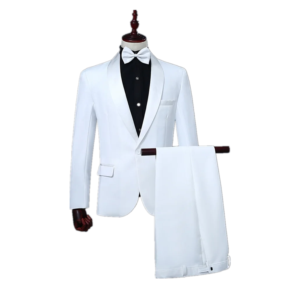 Top Trends: Classic Two-piece Men Suits White Blazer And Pants Basic Slim Fit Suit Jacket Wedding Prom Event Costume Shoppable Styles