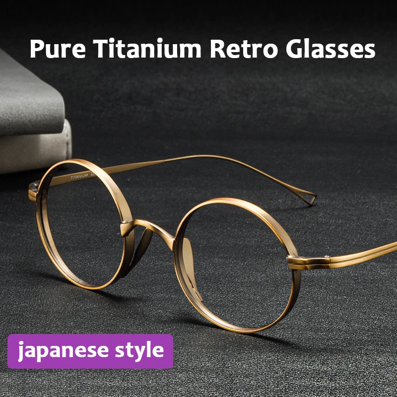 Top Trends: Japanese Style Handmade Retro Oval Round Glasses Frame Men Pure Titanium Eyeglasses Luxury Blue Light Resistant Lenses Frames Shoppable Styles