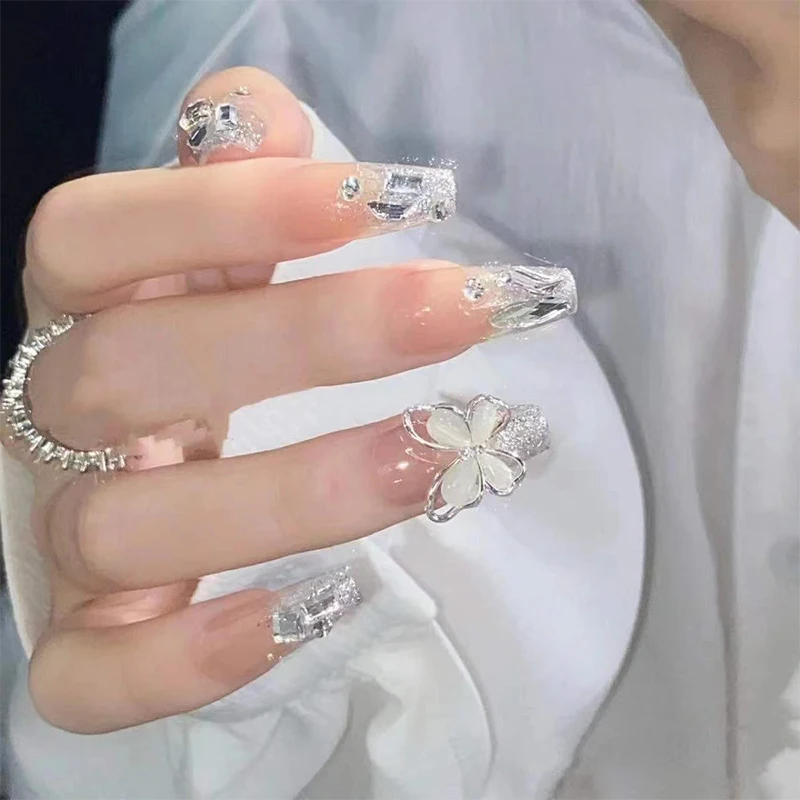 Top Trends: 24pcs / box Fake Nails Short Detachable Finished Fingernails Ballet Wearable False Nails Press On Square Head Full Cover Nails Tip Shoppable Styles