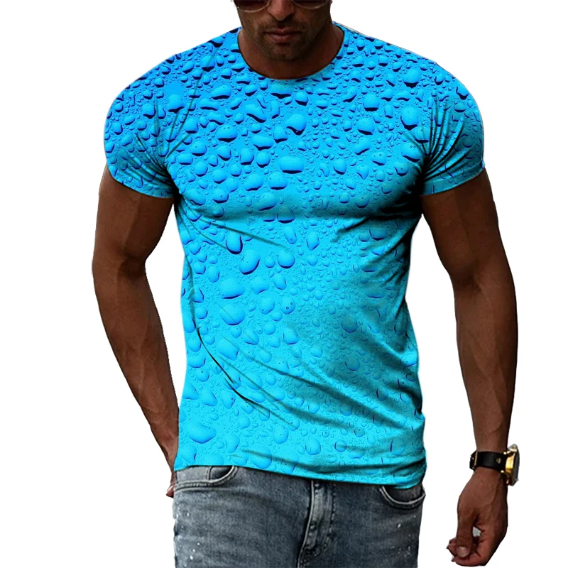 Top Trends: Trend Raindrop Creative Pattern Men's Printed T-shirt 3D Fashion Casual Personality Natural Scenery Crew Neck Short Sleeve Top Shoppable Styles