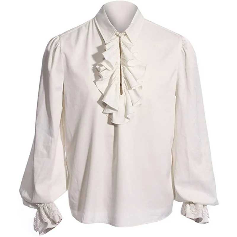 Top Trends: Vampire Men Shirts Tops Loose Renaissance Victorian Steampunk Ruffled Shirt Tops Medieval Halloween Costume Clothing Tops Shoppable Styles