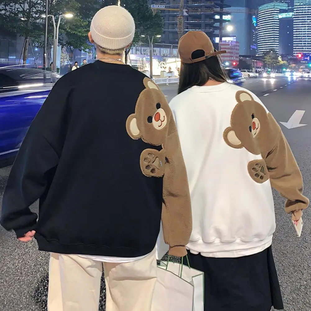 Top Trends: Oversized Sweatshirt Cozy Cartoon Bear Couple Sweatshirts Oversized Warm Casual Winter Tops For Men Women Long Sleeve Sweatshirt Shoppable Styles