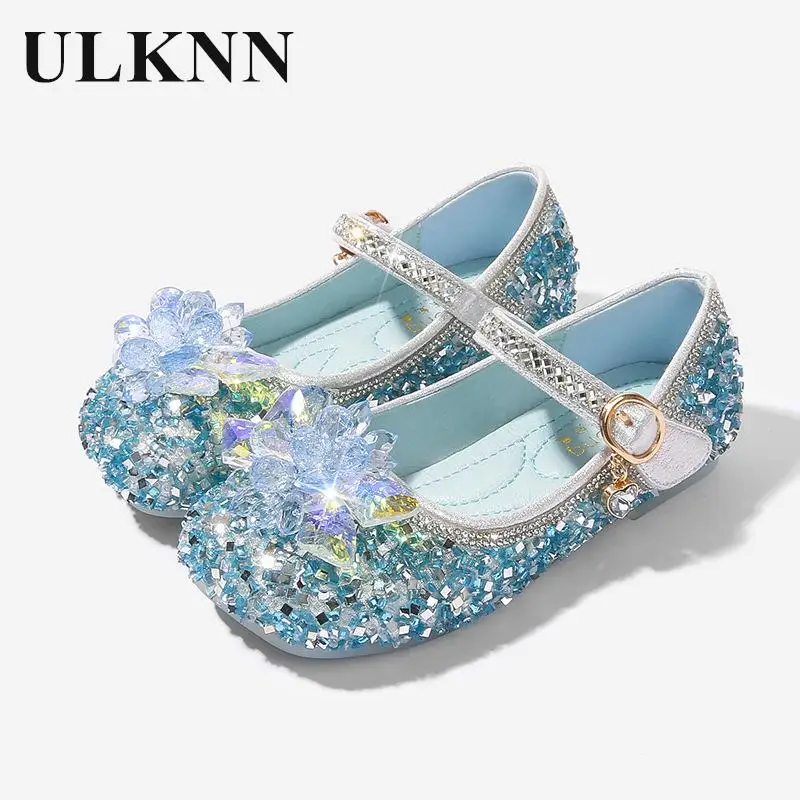 Top Trends: Girls Princess Shoes Sapato Infantis Menina 2023 New Flat Single Baby Shoes Blue Crystal Children Leather Shoes Feestschoenen Shoppable Styles