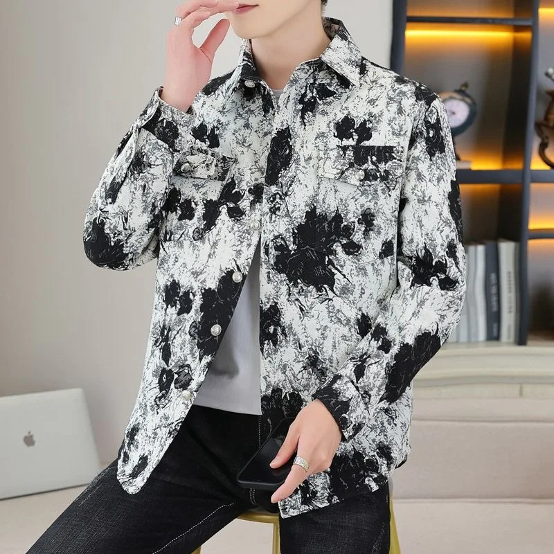 Top Trends: 2023 Fashion Brand Autumn New Men's Coat Fashion Jacquard Small Fragrance Casual Handsome Polo Neck Jacket Men Luxury Shoppable Styles - Image 6