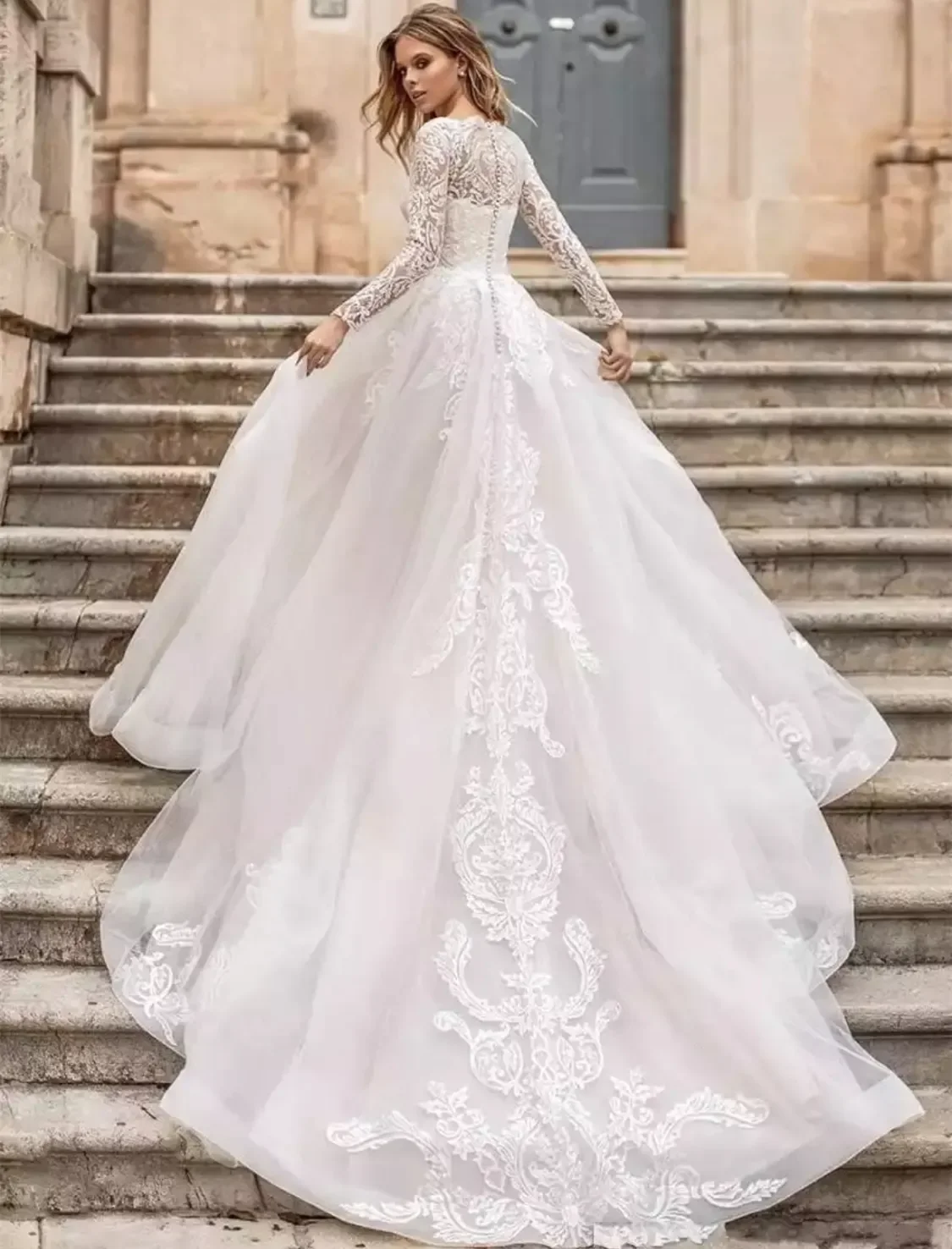 Top Trends: Luxury Wedding Dresses O-Neck A-Line Sexy Bridal Gowns Lace Appliques Long Sleeves Robe 2024 Vintage Vestidos De Novia Exquisite Shoppable Styles