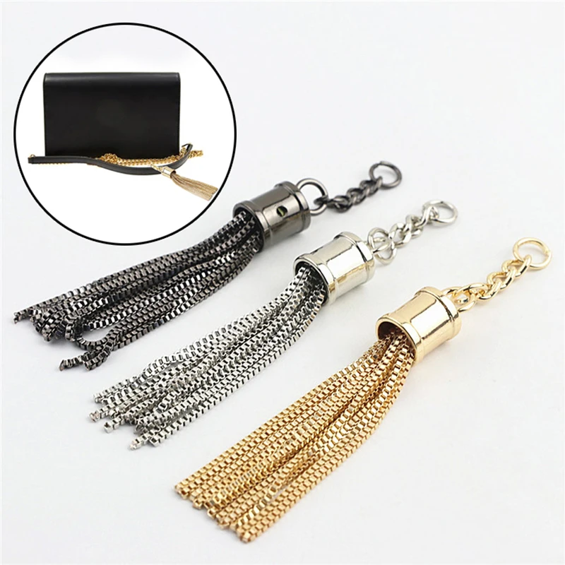 Top Trends: 1Pc Bag Decoration Buckle Tassel Pendant Keychain For Handbag Hardware DIY Crafts Decor Gold Silver Black Tassel Bag Accessories Shoppable Styles