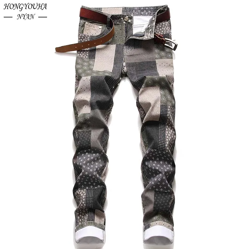 Top Trends: Autumn Printed Mens Classic Regular Fit Jeans Male Loose Casual Pants Fashion Business Hip Hop Brand Plus Calça Masculina Shoppable Styles