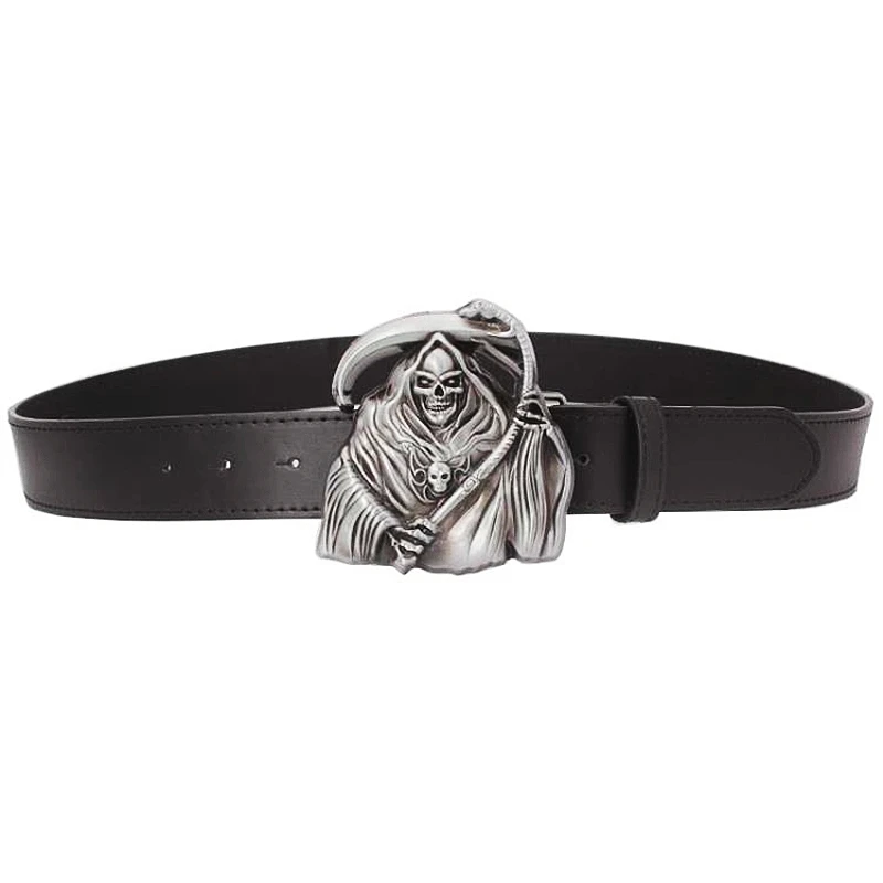 Top Trends: Death Statue Skeleton Scythe Fashion Leather Belt Death-defying Dark Style Skull Devil Shoppable Styles - Image 2