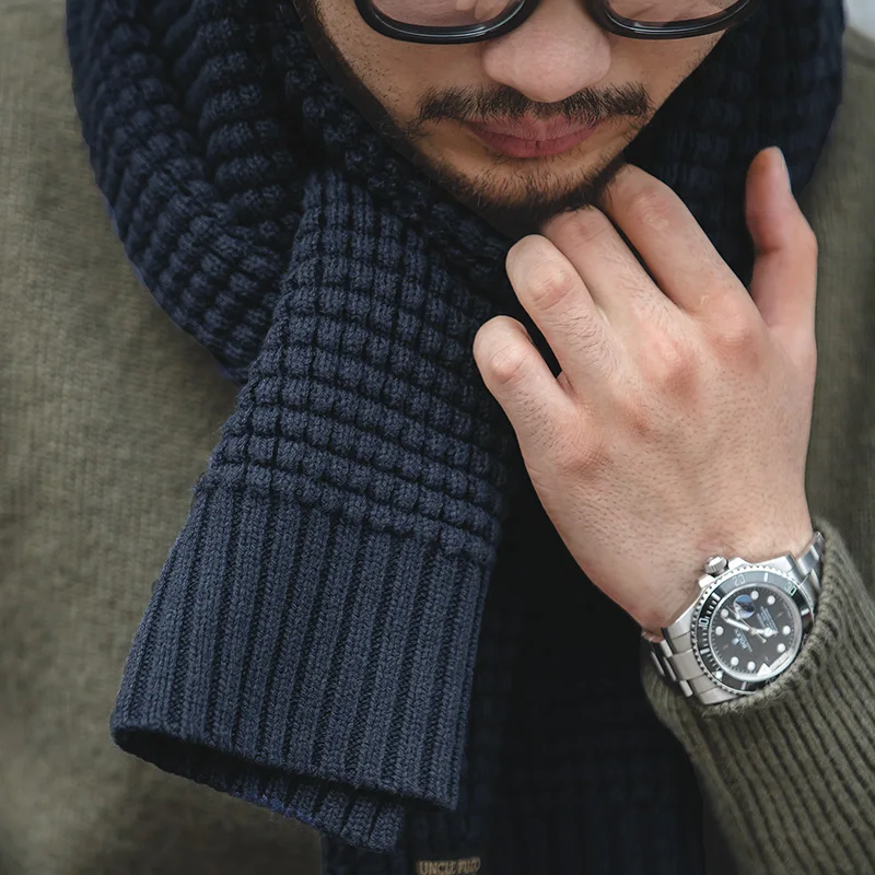 Top Trends: Maden Knitted Winter Scarf Men Striped Cotton Scarf Male Brand Shawl Wrap Knit Cashmere Bufandas Long Scarves Shoppable Styles - Image 2