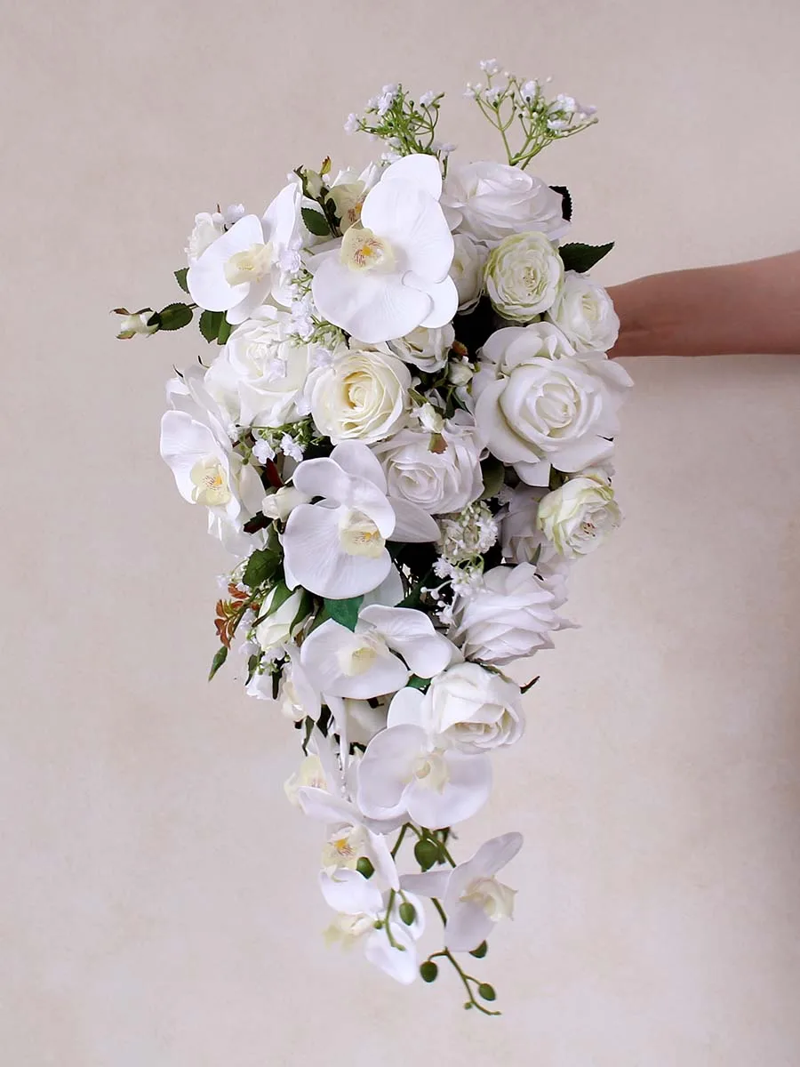 Top Trends: 2023 New Wedding Bouquet Cascading Bouquet De Mariage Mariée Artificial Flowers For Wedding Decorations Shoppable Styles