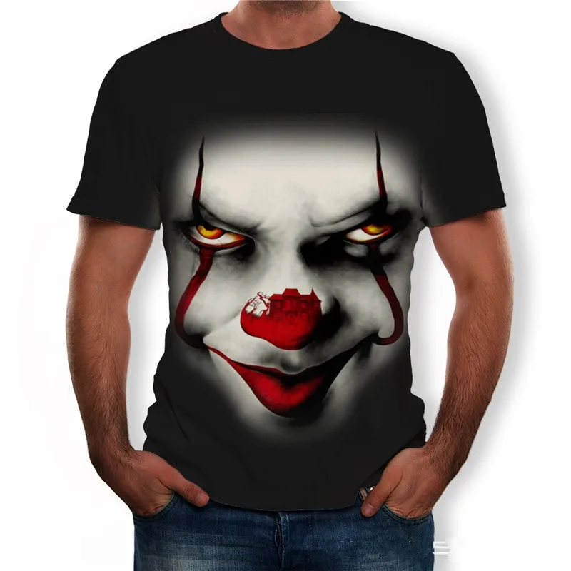 Top Trends: Summer Men Horror Clown 3d Printed T-Shirt O Collar Short Sleeve Street Fun Hip Hop Fun Fashion Loose Personality Plus Size Top Shoppable Styles