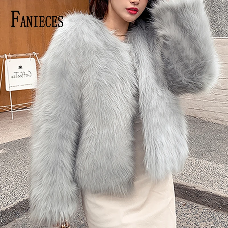 Top Trends: FANIECES High Quality Artificial Fur Coat Women Winter Collarless Fluffy Artificial Fur Outerwea Loosert Luxury Faux Fur Jackets Shoppable Styles