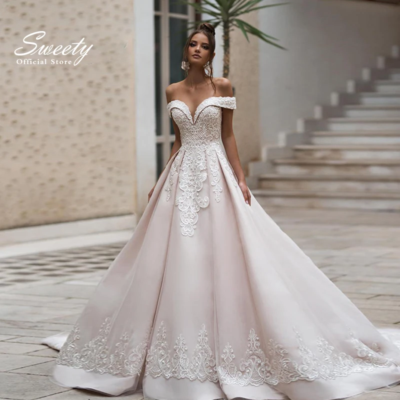 Top Trends: Elegant Wedding Dress Matte Satin With Organza With Embroidery Ball Gown Sweetheart Boat Neck Sleeveless Gowns Robes De Mariée Shoppable Styles