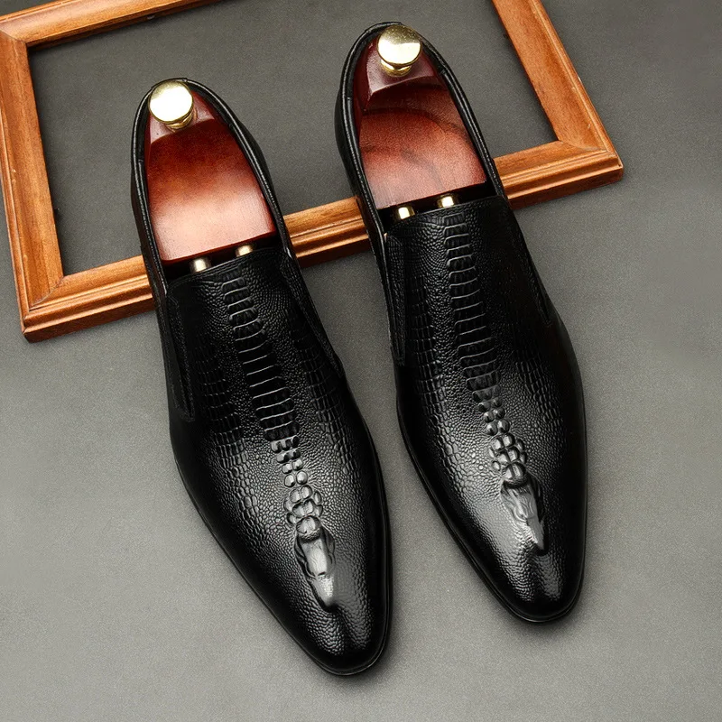 Top Trends: Handmade Mens Wedding Oxford Shoes Black Blue Genuine Leather Flat Dress Shoes Crocodile Pattern Summer Business Formal Loafers Shoppable Styles