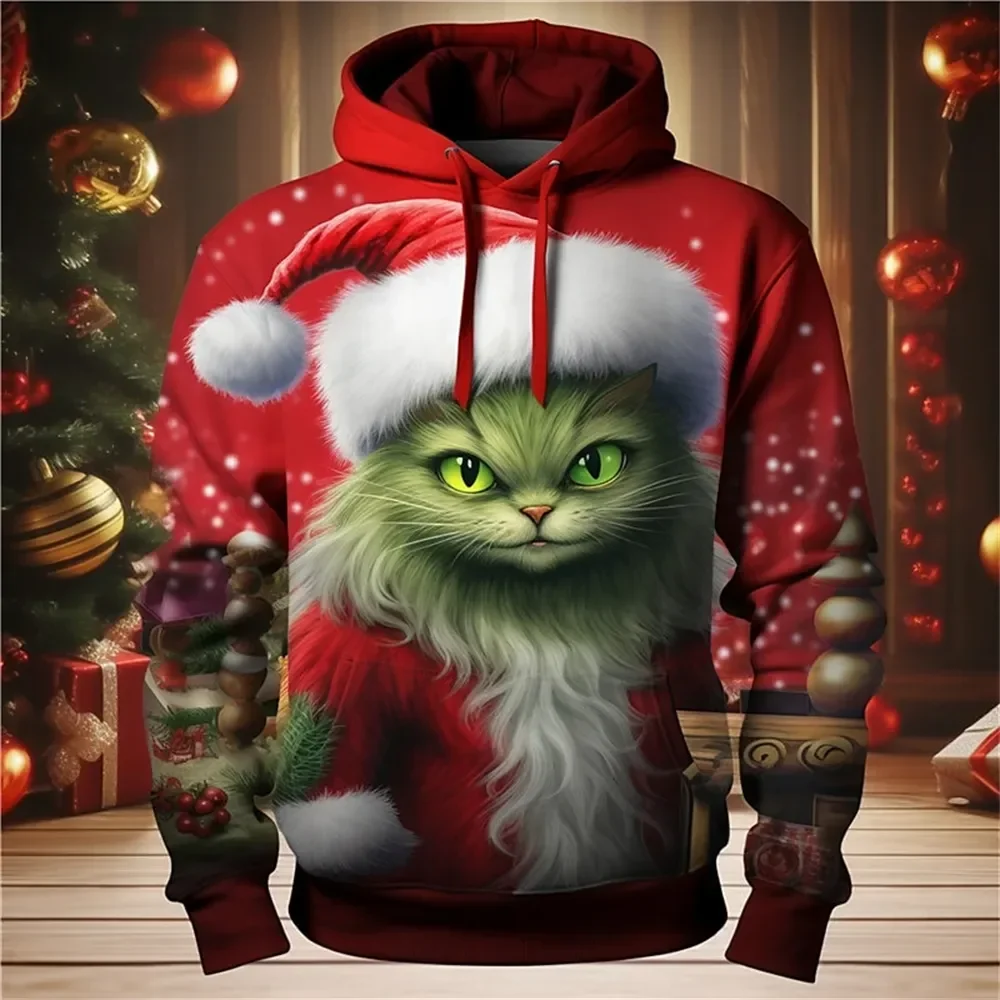 Top Trends: Christmas Hoodies For Men Animal Cats And Dogs 3D Print Long Sleeve Sweatshirt Autumn Winter Men Clothing Holiday Casual Tops Shoppable Styles - Image 3