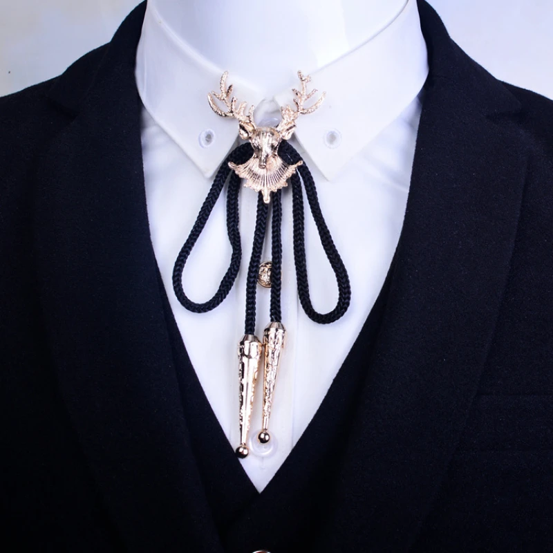 Top Trends: Retro Deer Head Bolo Tie Bowtie Korean British Fashion Men's Women's Shirts T-shirts Accessories Long Sweater Chain Necklaces Shoppable Styles