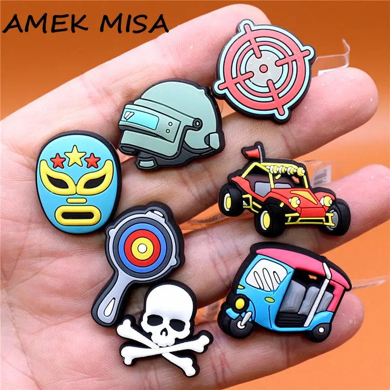 Top Trends: Original Riot Helmet Shoe Charms Decorations Skull Mask Sight PVC Clog Pins Designer Shoes Accessory Buckle For Kids Party Gifts Shoppable Styles