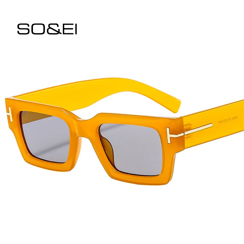 Top Trends: SO&amp;EI Vintage Square Women Sunglasses Fashion Brand Designer Gradient Mirror Shades UV400 Men Orange Green Sun Glasses Shoppable Styles