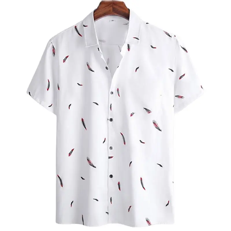 Top Trends: Harajuku Feather Hawaiian Men&#039;s Shirt Printed Short Sleeve Casual White Street Summer Beach Shirts For Men Clothing 2022 Summer Shoppable Styles