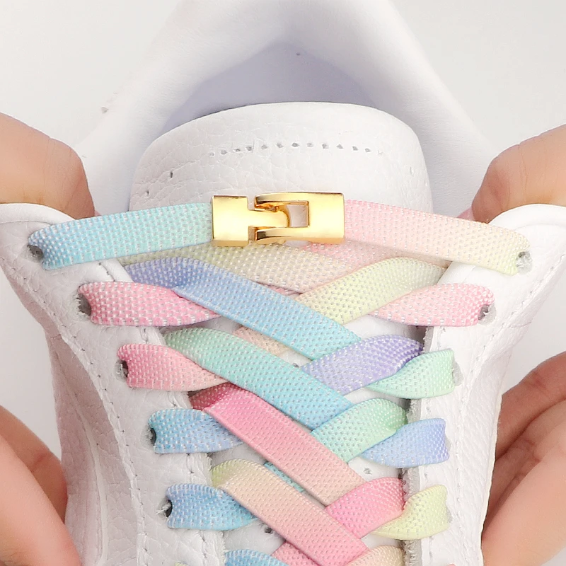 Top Trends: Colorful Elastic Cross Shoelaces Without Ties Laces Sneakers 8MM Wide Flats No Tie Shoe Laces Kids Adult Rainbow Rubber Shoelace Shoppable Styles