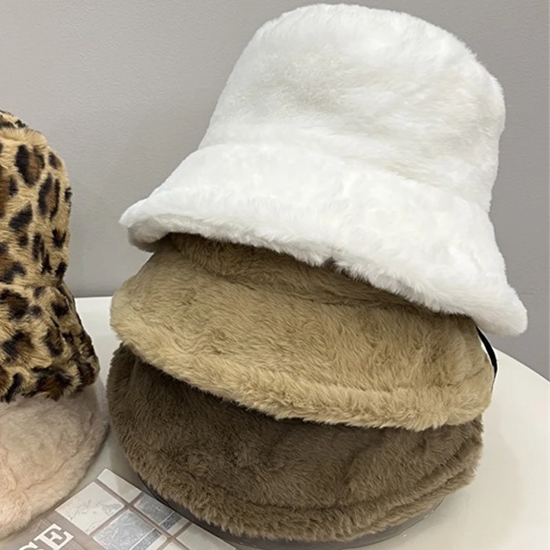 Top Trends: 2023 Winter Faux Fur Fluffy Bucket Hats Women Autumn Outdoor Thick Warm Hat Soft Furry Fisherman Cap Girl Fashion Panama Cap Shoppable Styles