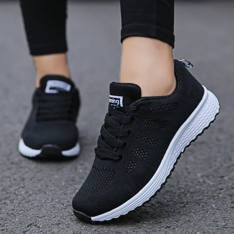 Top Trends: Women&#039;s Lace-up Casual Shoe Mesh Flat Shoes For Woman Summer Breathable White Sneakers Women&#039;s Vulcanized Sneakers Tenis Walking Shoppable Styles